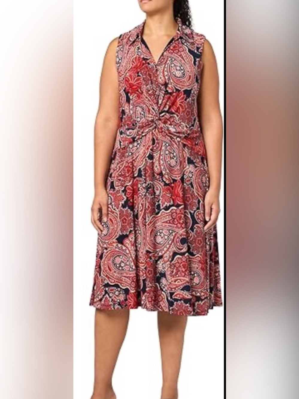 Plus Size Tommy Hilfiger Red & Navy Paisley Twist-Front Maxi Dress